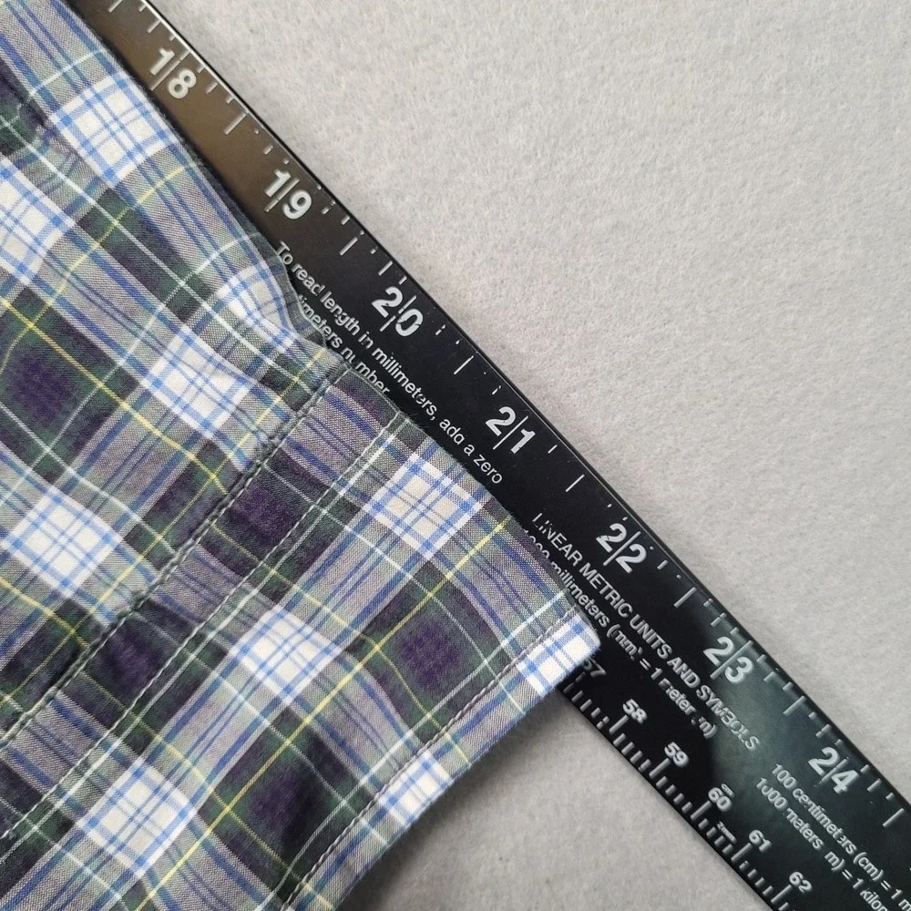 Ralph Lauren Boys Large 14-16 Plaid Button Down Shirt Green Blue Long Sleeve